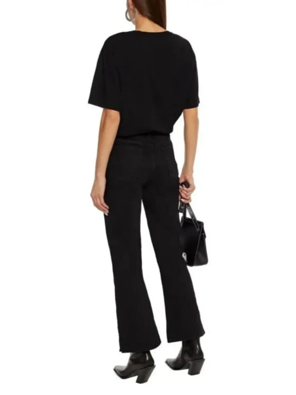 SANDRO Snapy Snap-Detailed Black High Rise Bootcut Jeans $295 Size 40 8 M - Picture 2 of 7